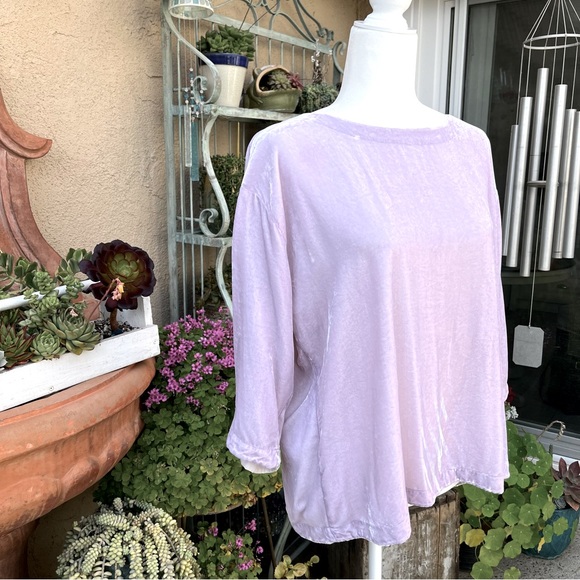 Eileen Fisher Lavender Pink Velvet Top Size L - Picture 3 of 10